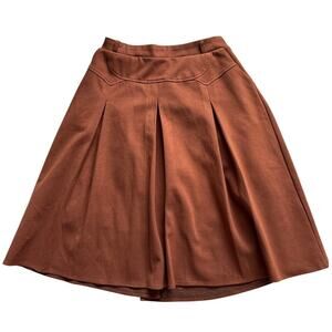 Tanming Thick Brown Pleated A-Line Skirt NWT Large